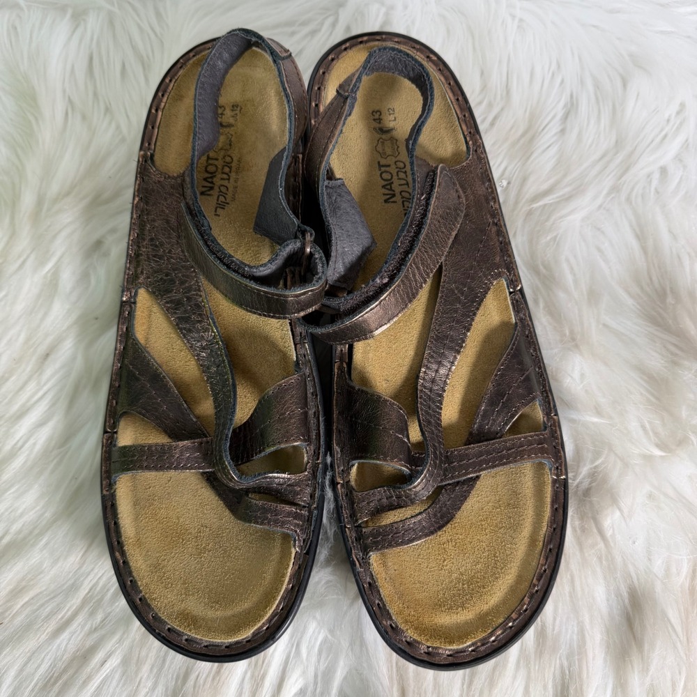 Naot Paris Womens Leather Metallic Bronze Strappy Comfort Sandals Size 43 L12